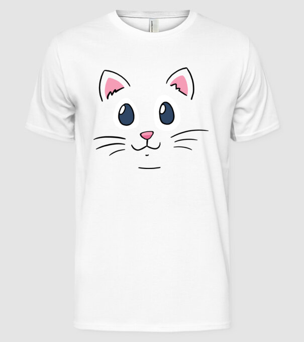 Cap pisică model alb pe tricou
