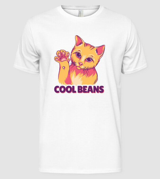 Cool Beans - talpă pisică model alb pe tricou