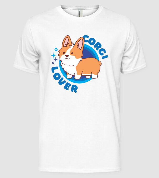 Corgi Lover model alb pe tricou