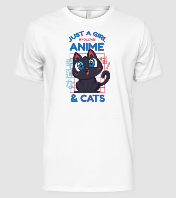 Doar o fată căreia îi place Anime și Pisicile model alb pe tricou