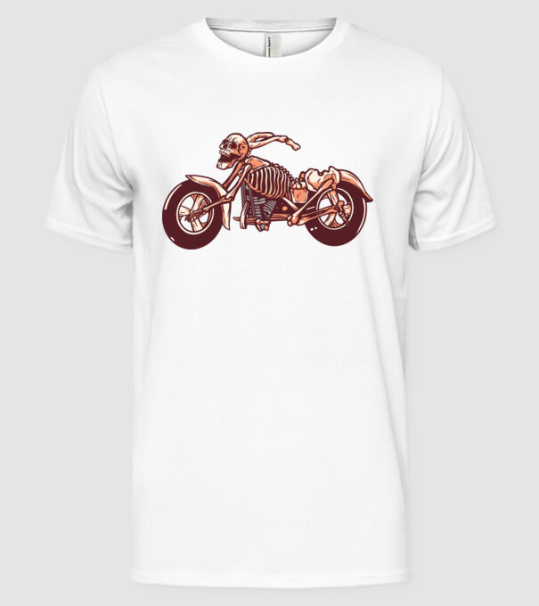 Motocicletă cu Schelet model alb pe tricou
