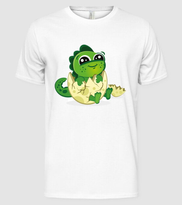 dinozaur drăguț în ou model alb pe tricou