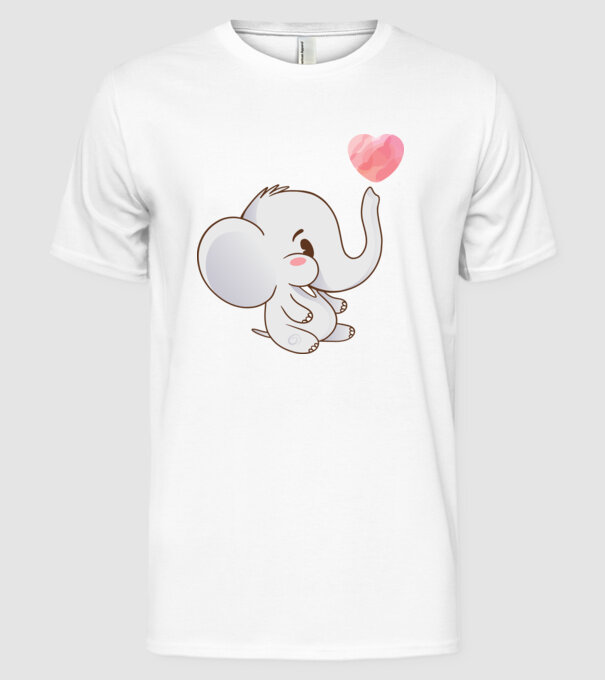 Elefant drăguț model alb pe tricou