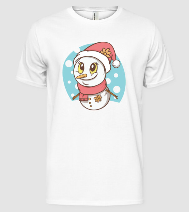 Om de zăpadă drăguț model alb pe tricou