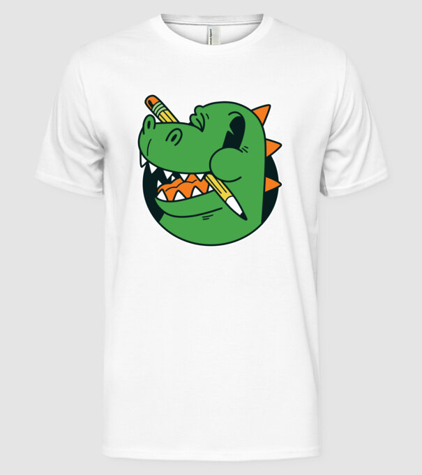 Elev Dinozaur drăguț model alb pe tricou