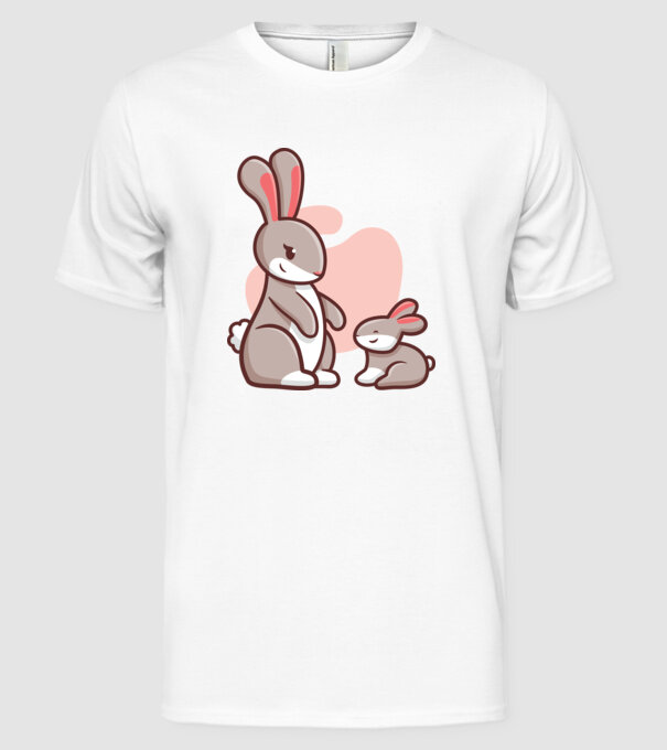 Iepurași drăguți model alb pe tricou