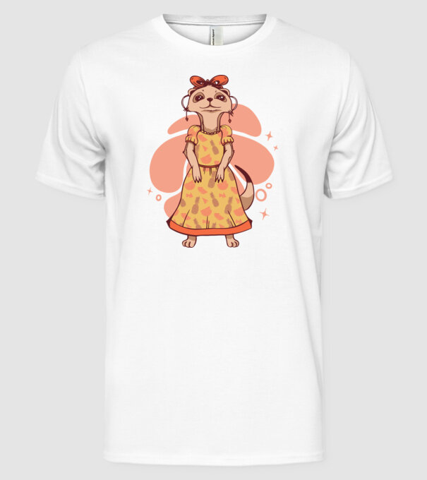 Suricată drăguță model alb pe tricou
