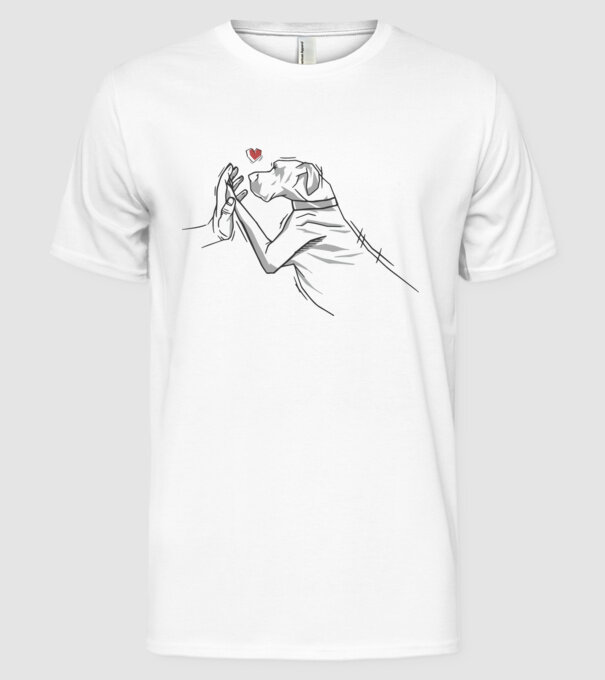 Dog danez bate palma model alb pe tricou