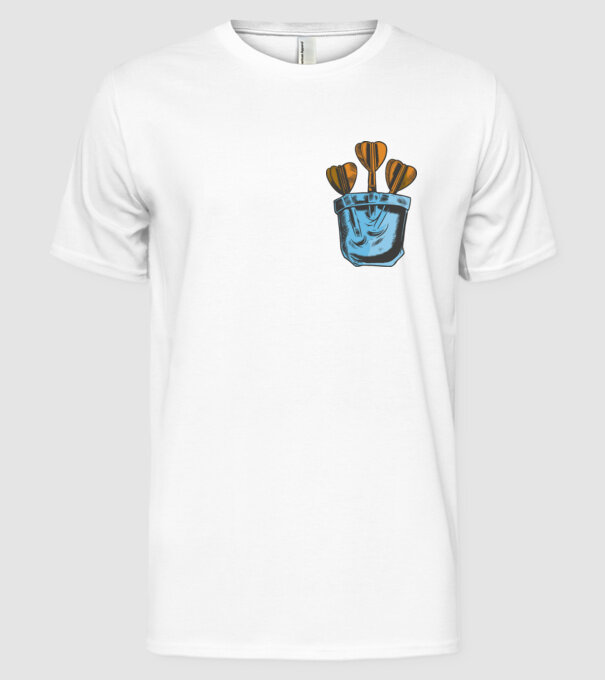 Darts buzunar model alb pe tricou