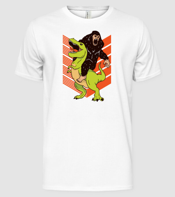 Dinozaur Yeti model alb pe tricou