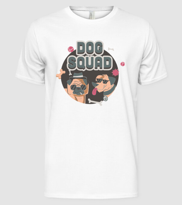 Dog squad model alb pe tricou