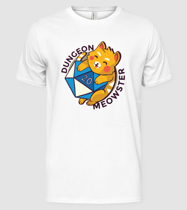 Dungeon Meowster joc de rol RPG tricou cu pisică model alb pe tricou