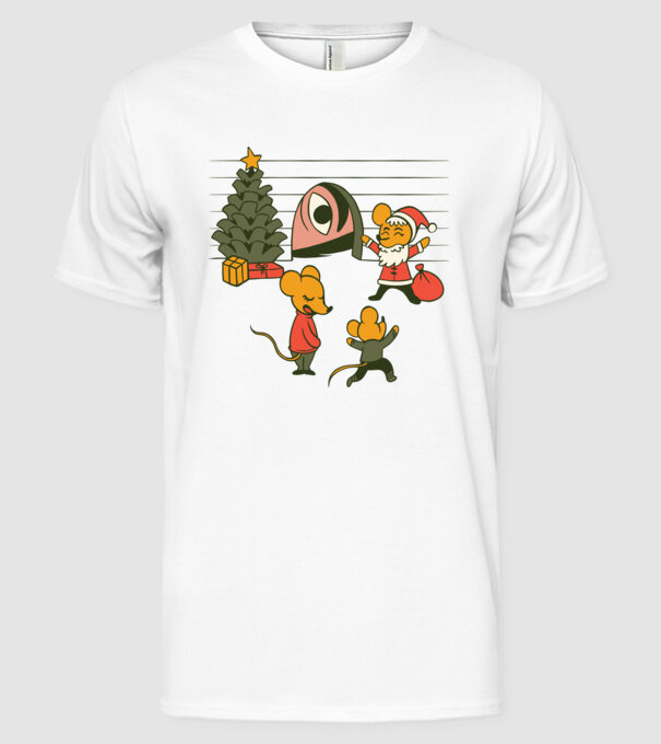 Crăciun Șoarece model alb pe tricou