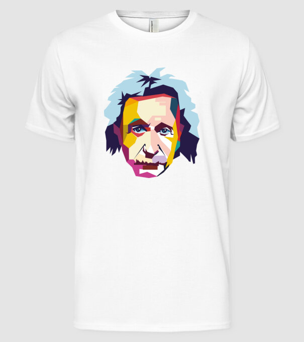 Einstein abstract model alb pe tricou