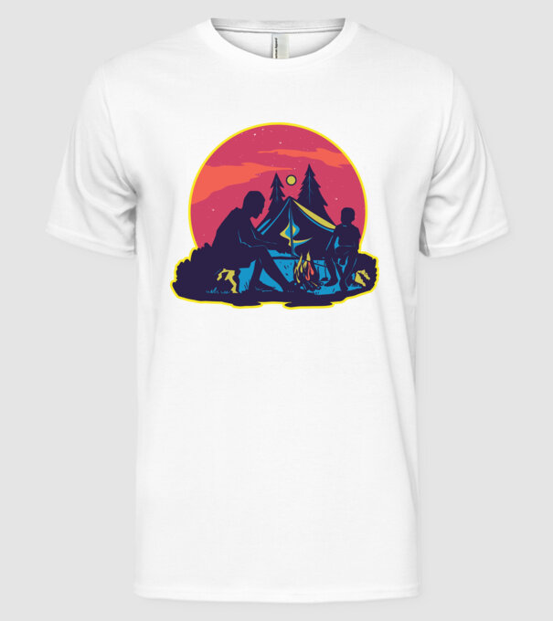 Campare pe timp de noapte model alb pe tricou