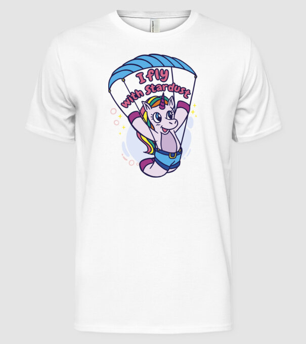 Unicorn parașutist model alb pe tricou