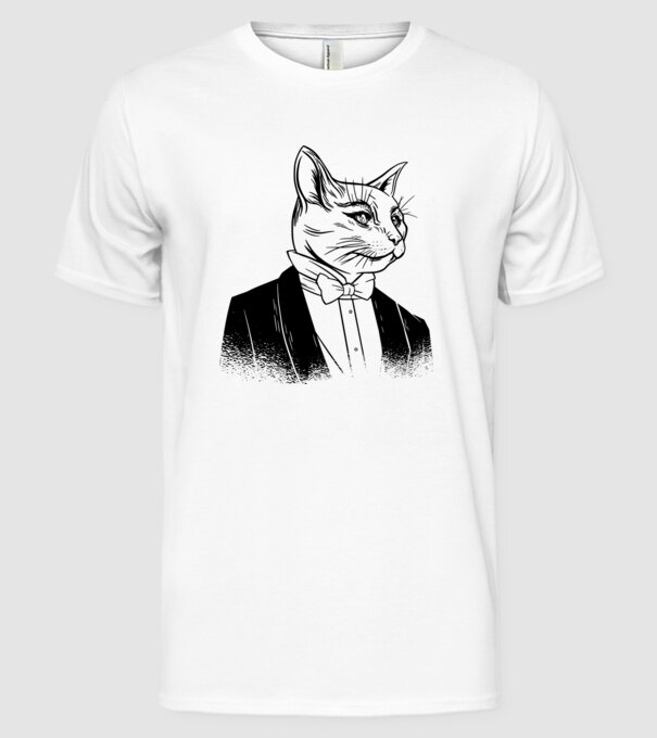 Pisică Elegantă model alb pe tricou