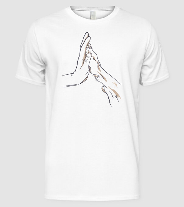 Prietenia câine om model alb pe tricou