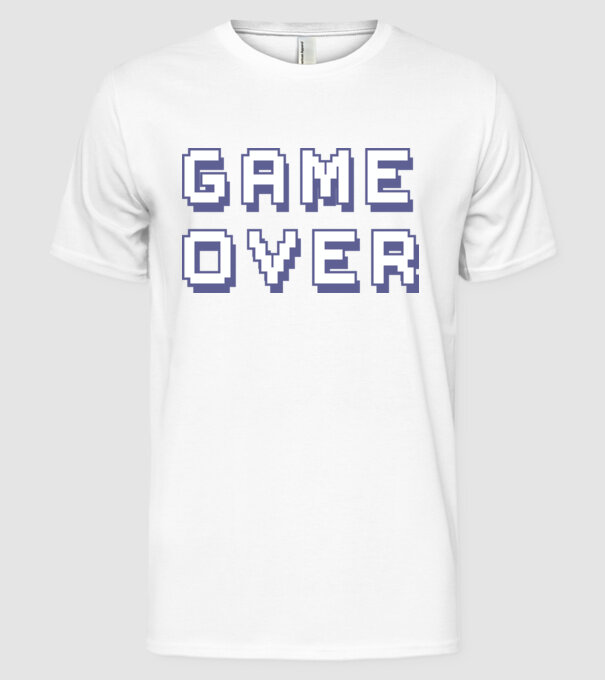 Game Over model alb pe tricou