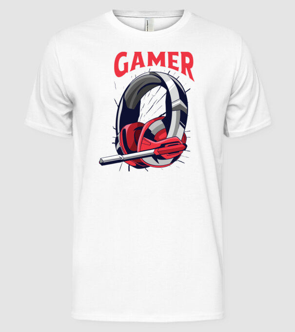 Căști Gamer model alb pe tricou