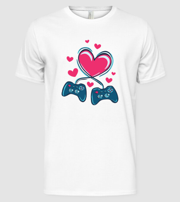 Dragoste Gamer model alb pe tricou