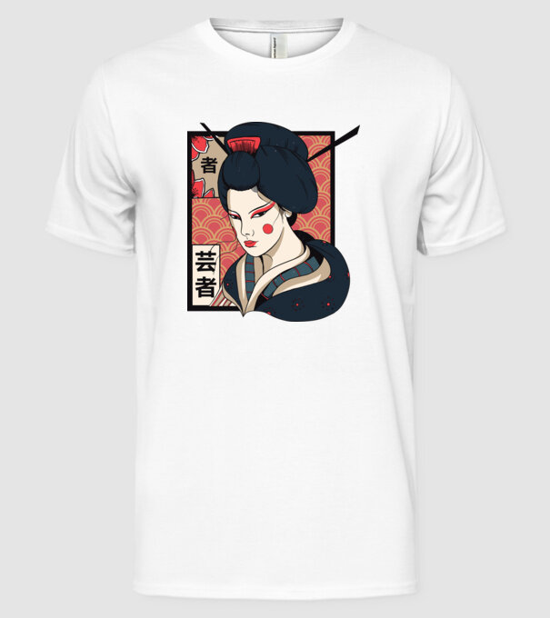 Geisha Japonia model alb pe tricou