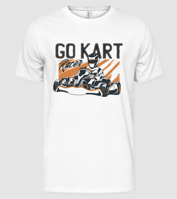 Concurent Go-kart model alb pe tricou