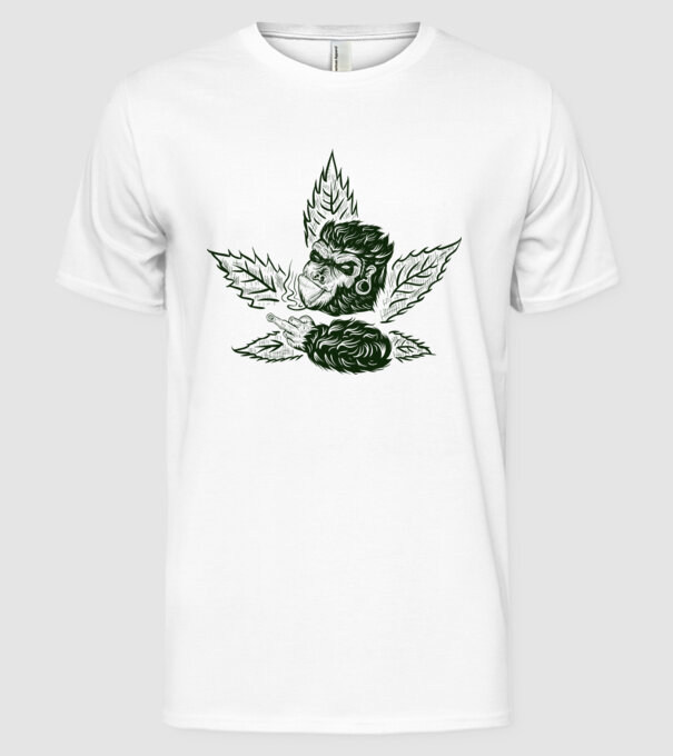 GORILĂ cannabis model alb pe tricou