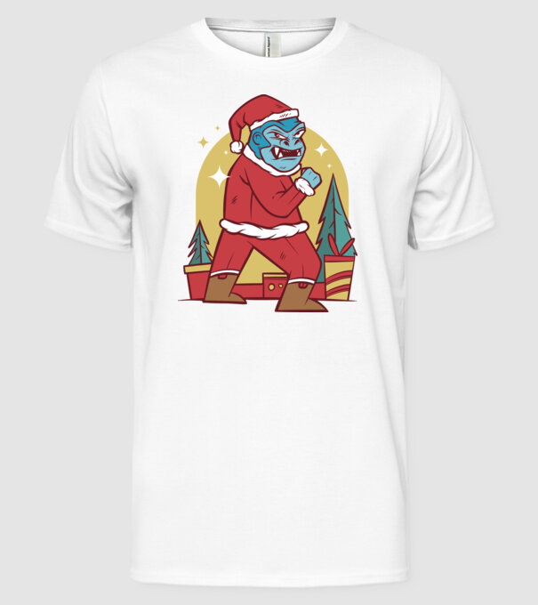 Gorila Santa model alb pe tricou