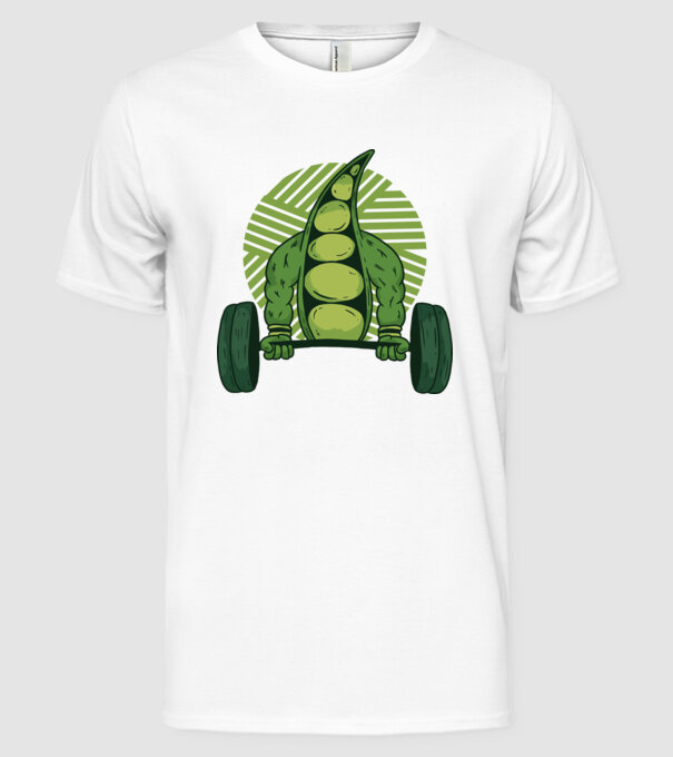 Mazăre musculoasă model alb pe tricou