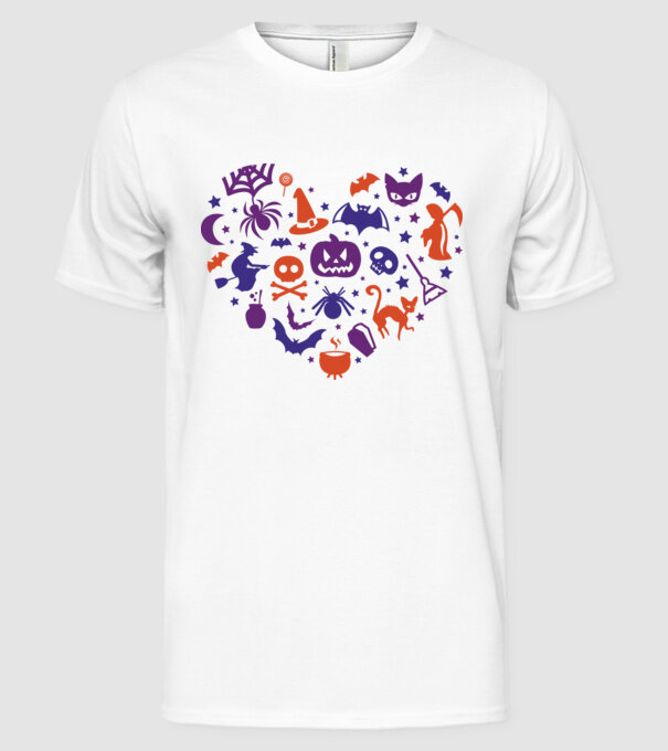 Inimă Halloween model alb pe tricou