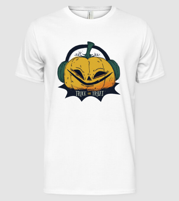 Dovleac Halloween model alb pe tricou