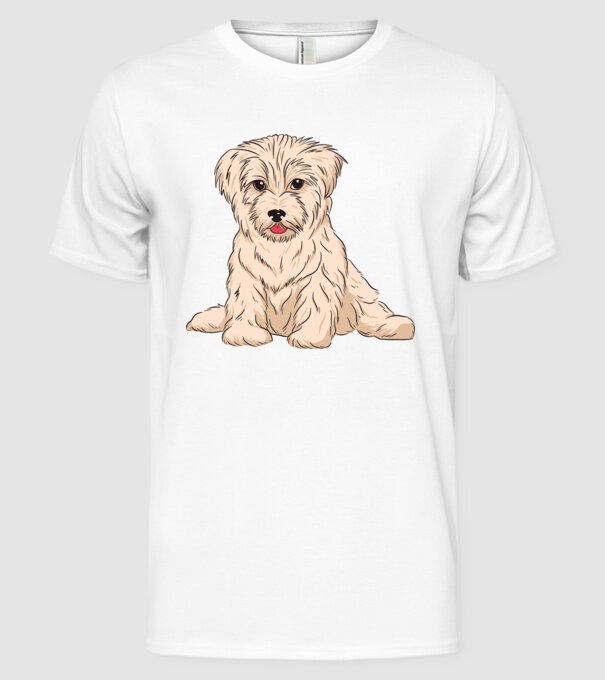 Câine Havanez model alb pe tricou