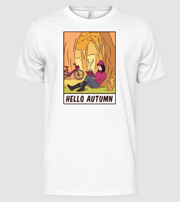 Hello Toamnă model alb pe tricou