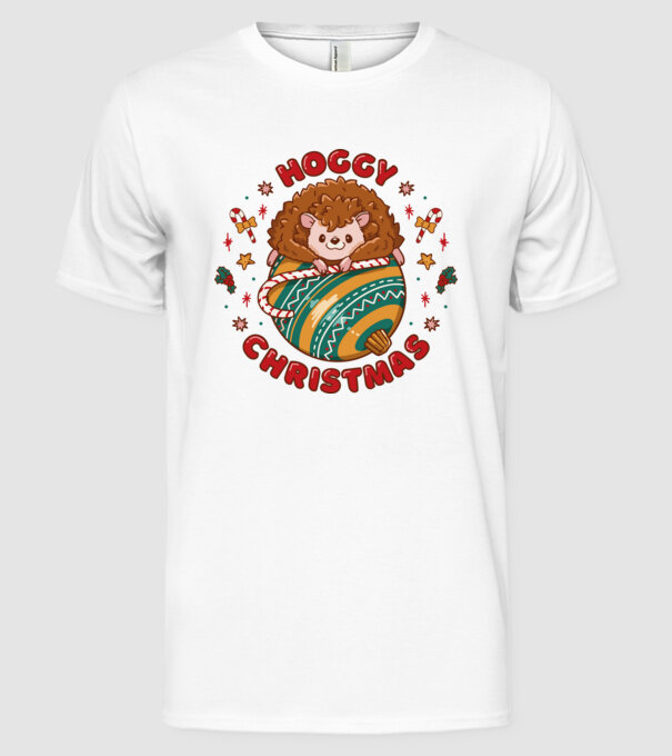 Hoggy Christmas Crăciun cu Arici model alb pe tricou