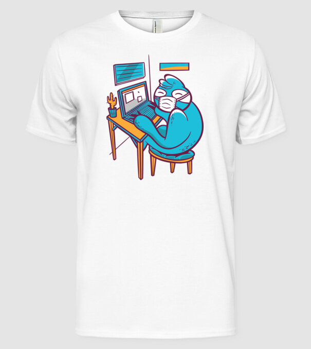 Leneș Home Office model alb pe tricou
