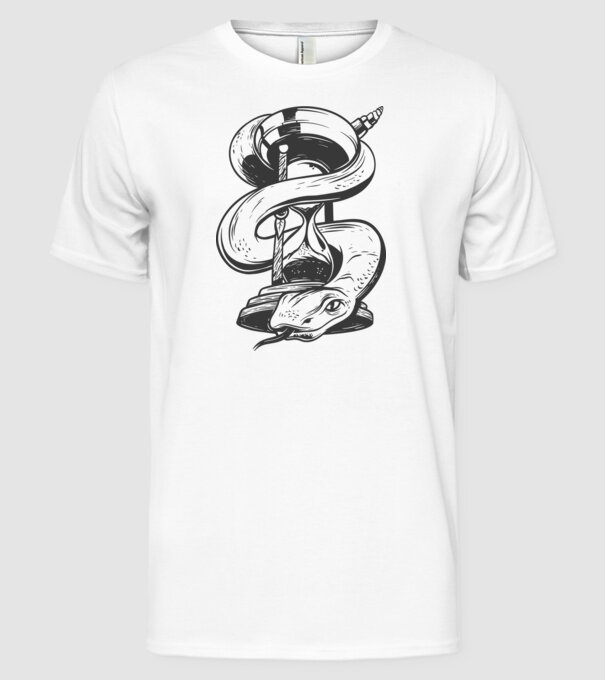 Șarpe clepsidră model alb pe tricou
