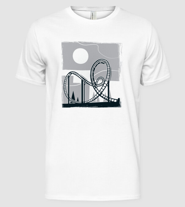 Roller coaster model alb pe tricou