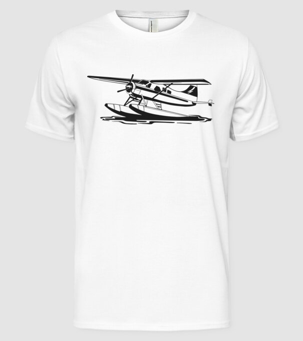 Hydroplane avion model alb pe tricou