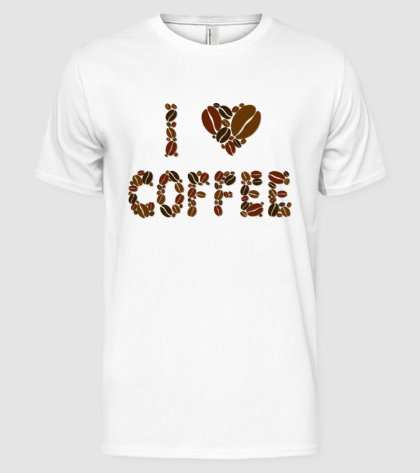 I Love Coffee model alb pe tricou