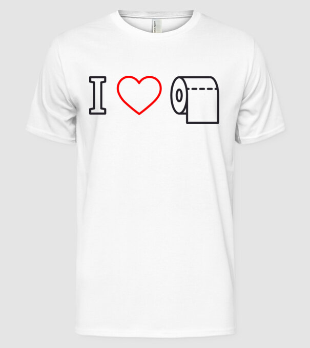 I love hârtie igienică model alb pe tricou