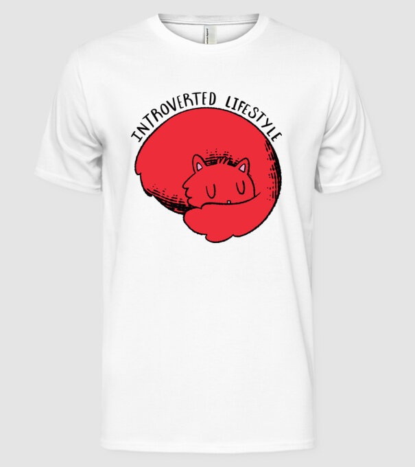 Pisică Introvertită model alb pe tricou