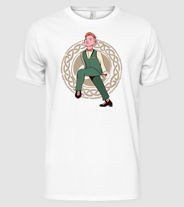 Bărbat Dansator irlandez model alb pe tricou
