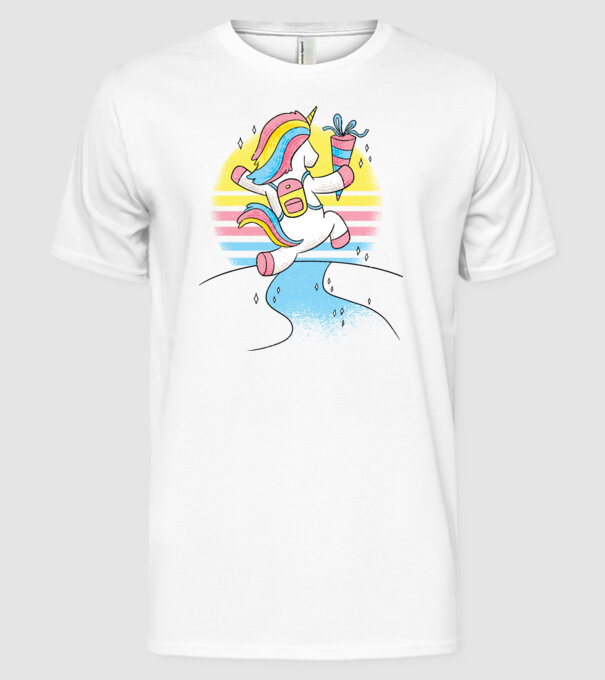 Unicorn școlar model alb pe tricou