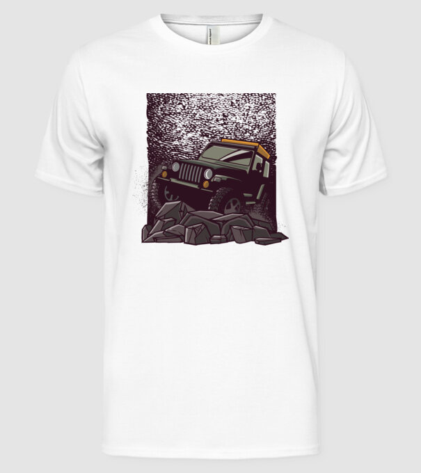 Jeep Offroad model alb pe tricou