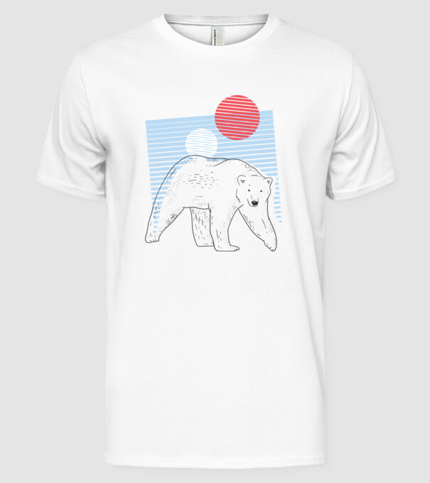 Urs polar model alb pe tricou