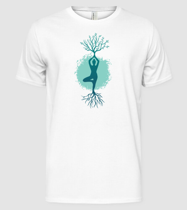 Yoga Natură model alb pe tricou