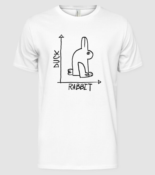Rață vs Iepure model alb pe tricou