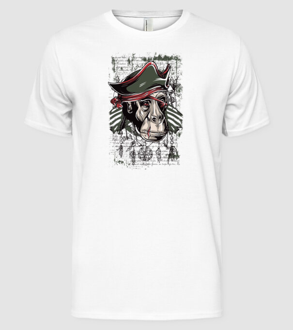 Maimuță Pirat model alb pe tricou