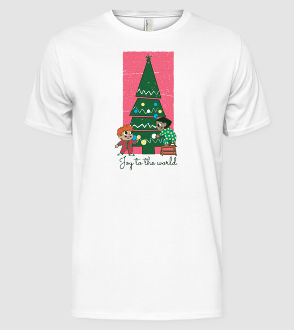 Împodobire pom de Crăciun model alb pe tricou